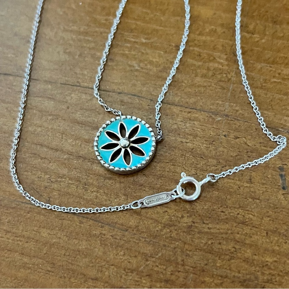 Tiffany Blue Enamel Daisy Necklace